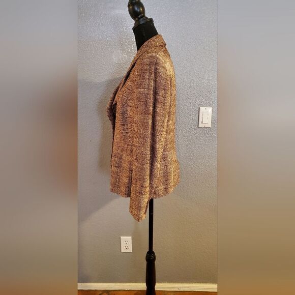 Escada Brown Mauve Tweed Blazer EU 42 Silk Linen Button Up Jacket - Picture 6 of 11